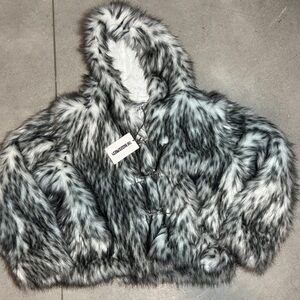 The Ragged Priest Lepoard Faux Fur Hooded Jacket